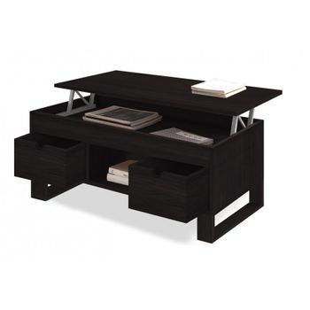 Hogar24 Es - Sena-mesa Centro Elevable Madera Maciza Natural, Negro 100x50x47cm