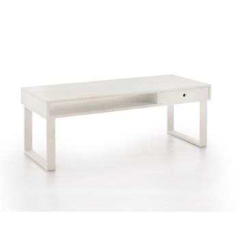 Moma | Mesa De Centro Salón | Mesa Comedor Madera Maciza Natural | Color Blanco | Pata U | Medidas: 100 Cm X 50 Cm X 48 Cm