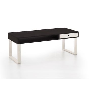 Moma | Mesa De Centro Salón | Mesa Comedor Madera Maciza Natural | Color Negro Y Blanco | Pata U | Medidas: 100 Cm X 50 Cm X 48 Cm