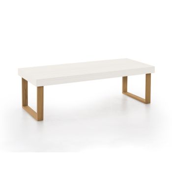 Berlin | Mesa De Centro Salón | Mesa Comedor Madera Maciza Natural | Color Blanco Y Encerado | Patas U | Medidas: 100 Cm X 50 Cm X 40 Cm