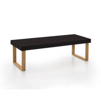 Berlin | Mesa De Centro Salón | Mesa Comedor Madera Maciza Natural | Color Negro Y Encerado | Patas U | Medidas: 100 Cm X 50 Cm X 40 Cm