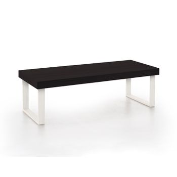 Berlin | Mesa De Centro Salón | Mesa Comedor Madera Maciza Natural | Color Negro Y Blanco | Patas U | Medidas: 100 Cm X 50 Cm X 40 Cm