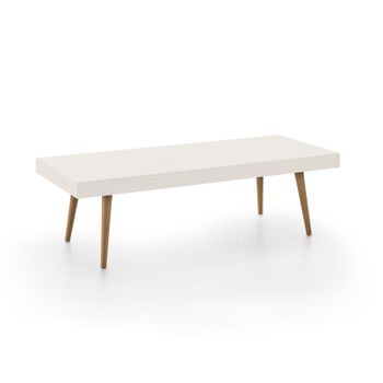 Tokio | Mesa De Centro Salón | Mesa Comedor Madera Maciza Natural | Color Blanco Y Encerado | Medidas: 100 Cm X 50 Cm X 40 Cm