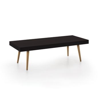 Tokio | Mesa De Centro Salón | Mesa Comedor Madera Maciza Natural | Color Negro Y Encerado | Medidas: 100 Cm X 50 Cm X 40 Cm