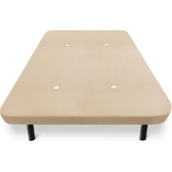 Base Tapizada | Fabricada Con Barras Transversales Y Válvulas De Transpiración | Tejido 3d Beige | Incluye Juego De Patas Metálicas Roscadas De 26 Cm | Medidas: 90x190 Cm