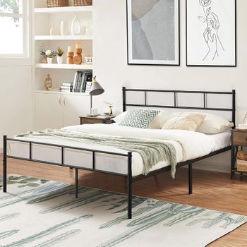 Cama Matrimonio Laos Con Somier - Metal - 140 X 200cm - Gris Oscuro Mate  [en.casa] con Ofertas en Carrefour