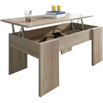 Mesa De Centro Elevable Rubi, Estilo Industrial, En Blanco Y Gris Cemento  con Ofertas en Carrefour