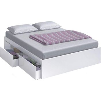 Cama Con 4 Cajones Para Somier 150 X 190 Cm, Color Blanco Artik, Medidas: 196 X 156 X 37 Cm