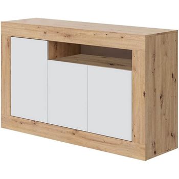 Aparador Moderno Con 2 Puertas Y 2 Cajones, Mueble Tv Salón, Buffet Cocina,  Cm 130x41h47, Color Roble Efecto Nudos Y Antracita con Ofertas en Carrefour