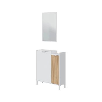 MUEBLE RECIBIDOR ESPEJO Y CAJON 75X20X29 CM BLANCO ARTIK/ROBLE