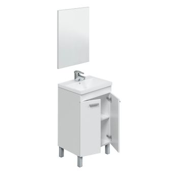 Mueble De Lavabo Con 2 Puertas Y Espejo En Color Blanco Con Medidas: 50 X  80 X 40 Cm con Ofertas en Carrefour