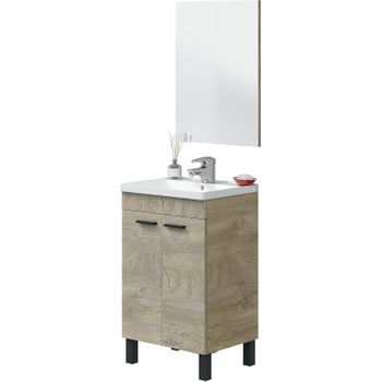 Mueble De Baño Suspendido A Pared Fondo Reducido, Mueble Aseo Volado  Pequeño De 1 Puerta Y Lavabo Cerámico, 45cm con Ofertas en Carrefour