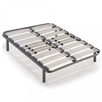 Somier Multiláminas | Regulación Lumbar Adaptable | Estructura De Tubo De Acero De 40x30 Mm | Medida: 150x190 Cm | Incluye Juego De 5 Patas Cilíndricas De 26 Cm