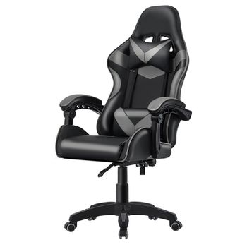 Silla Para Ordenador | Silla Ergonómica Para Juegos | Silla De Escritorio Para Oficina Con Altura Ajustable Y Ruedas | Sillas De Videojuegos Color Negro/gris.