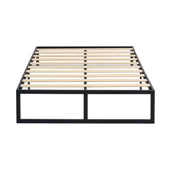 Somier Kio | Somier Con Láminas De Madera 135x190 Cm | Marco De Cama Metálica | Plataforma De Almacenaje De 35 Cm | Fácil De Armar | Dimensiones 135 X 190 Cm | Color Negro