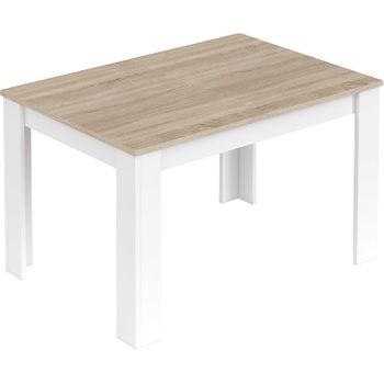 Mesa De Comedor 90x140 Cm, Extenisble A 190 Cm, Color Roble Canadian Y Blanco Artik