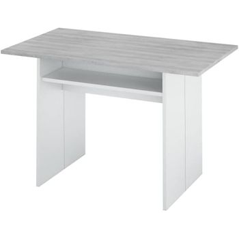 Mesa Consola Desplegable De 35 A 70 Cm, Color Blanco Artik Y Cemento