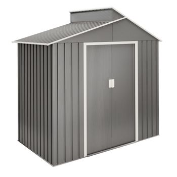 Cobertizo de almacenamiento al aire libre de 5 x 3 pies, cobertizo exterior  de metal galvanizado con puertas con cerradura, cobertizo de