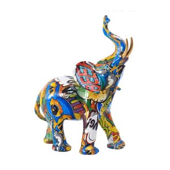 Figura Decorativa Elefante Diseño Graffiti 21x25,5x11cm - Spazioluzio