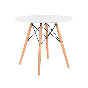 Mesa 80cm Blanca 4 Patas Redonda Madera De Haya Nórdico Comedor Salón Cocina Teletrabajo Oficina 80 X 80 Cm X 74 Cm - Spazioluzio