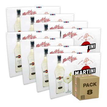 Pack X8 - Cartel De Acero Martini, Letrero Chapa Decorativa  Blanco 65x45cm