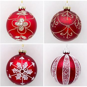 Bola De Navidad Roja Set 4pcs 8cm