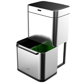 Infiniton Papelera Inteligente Bin80 (inox, 80 Litros, Cubo De Basura Con Sensor Automatico, Especial Para Reciclaje Con 4 Compartimentos, Free Movement (sin Cables))