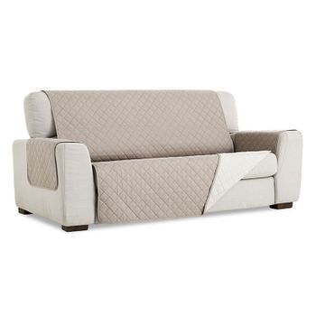 Salvasofá Couch Cover Reversíble. Funda Para Sofá 4 Plazas, Lino / Marfíl