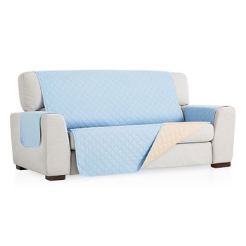 Salvasofá Couch Cover Reversíble. Funda Para Sofá 3 Plazas, Azul Claro / Beige