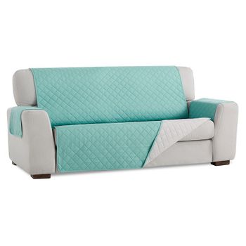 Salvasofá Couch Cover Reversíble. Funda Para Sofá 3 Plazas, Aguamarina / Gris Claro
