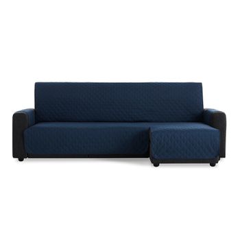 Cubre Sofá Chaise Longue Acolchado Maui Brazo Derecho 200cm, Azul. Protector Funda De Sofá Chaise Longue