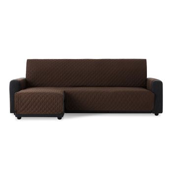 Cubre Sofá Chaise Longue Acolchado Maui Brazo Izquierdo 200cm, Marrón. Protector Funda De Sofá Chaise Longue