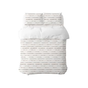 Funda Nórdica Reversible Percal 200h Cama 90 - Rayas Beige