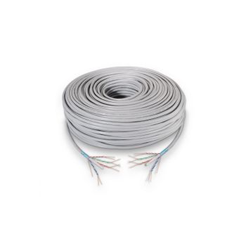 Cable De Red Ftp Cat6 Gris Rj45 Ftp Rigido Awg24 Cobre 100% Bobina 305 Metros