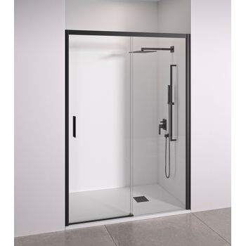 MAMPARA DE DUCHA 70X90 PERFILES NEGRO MATE CON CRISTAL