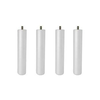 4 Patas De Madera De 25 Cm Para Somier O Base Tapizada | Con Rosca Para M-10 | Pack 4 Uds De Color Blanco De 25 Cm