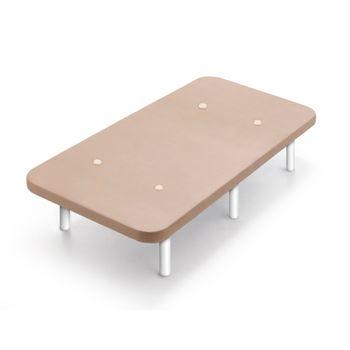 Base Tapizada Beige Con Patas De Madera Blanca | Medidas 105x190 Cm | Tejido 3d Transpirable