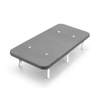 Base Tapizada Gris Con Patas De Madera Blanca | Medidas 90x190 Cm | Tejido 3d Transpirable