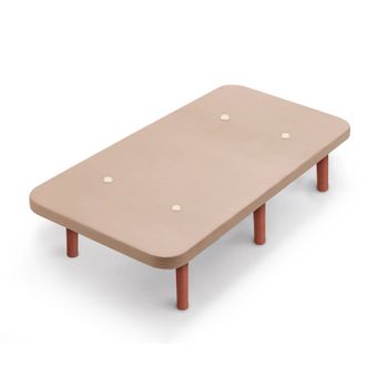 Base Tapizada Beige Con Patas De Madera Cerezo | Medidas 105x180 Cm | Tejido 3d Transpirable