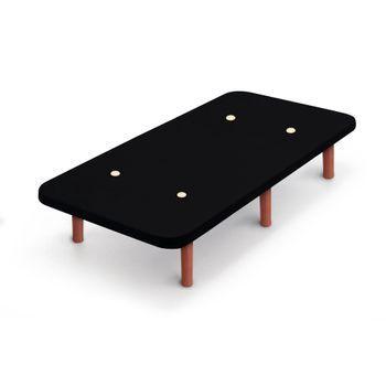 Base Tapizada Negro Con Patas De Madera Cerezo | Medidas 105x190 Cm | Tejido 3d Transpirable