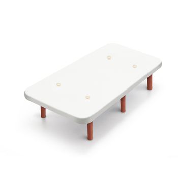 Base Tapizada Blanco Con Patas De Madera Cerezo | Medidas 105x190 Cm | Tejido 3d Transpirable