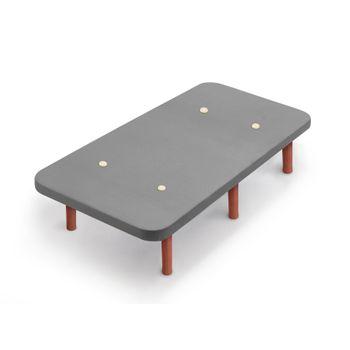 Base Tapizada Gris Con Patas De Madera Cerezo | Medidas 105x190 Cm | Tejido 3d Transpirable