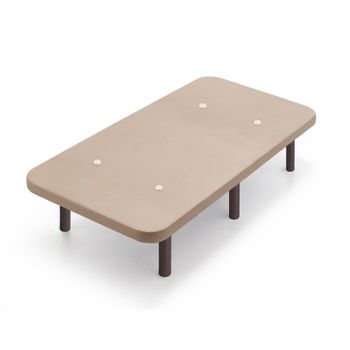 Base Tapizada Beige Con Patas De Madera Wengué | Medidas 80x180 Cm | Tejido 3d Transpirable