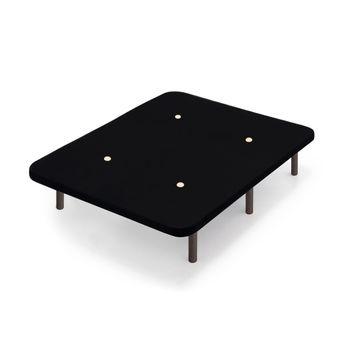 Base Tapizada Negro Con Patas De Madera Wengué | Medidas 150x200 Cm | Tejido 3d Transpirable