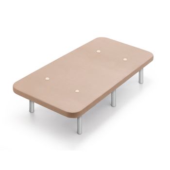 Base Tapizada Beige Con Patas De Madera Plata | Medidas 105x200 Cm | Tejido 3d Transpirable