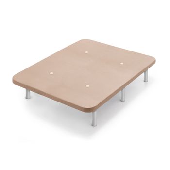 Base Tapizada Beige Con Patas De Madera Plata | Medidas 135x190 Cm | Tejido 3d Transpirable