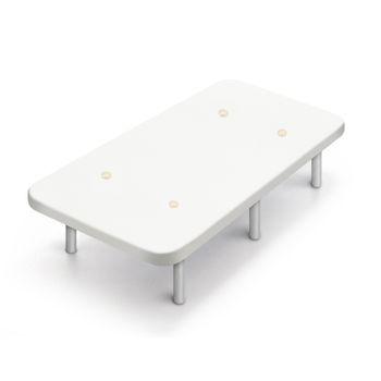 Base Tapizada Blanco Con Patas De Madera Plata | Medidas 105x190 Cm | Tejido 3d Transpirable