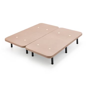 Base Tapizada Beige Con Patas De 26 Cm | Medidas 160 X 180 Cm | Tejido 3d Transpirable | Barras Transversales De Refuerzo