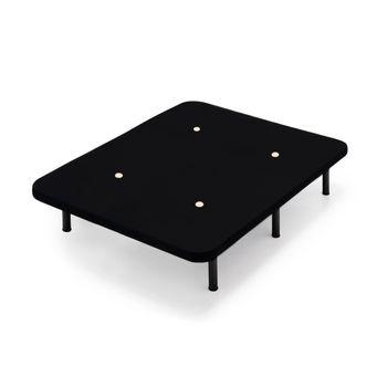 Base Tapizada Negro Con Patas De 26 Cm | Medidas 135 X 190 Cm | Tejido 3d Transpirable | Barras Transversales De Refuerzo