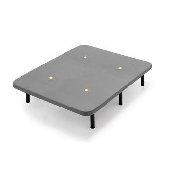 Base Tapizada Gris Con Patas De 26 Cm | Medidas 150 X 190 Cm | Tejido 3d Transpirable | Barras Transversales De Refuerzo